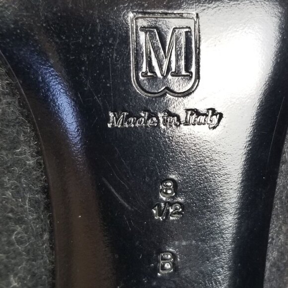 NWOB Charcoal Gray Made In Italy Designer felted wool embroidered flower boots - Picture 14 of 15